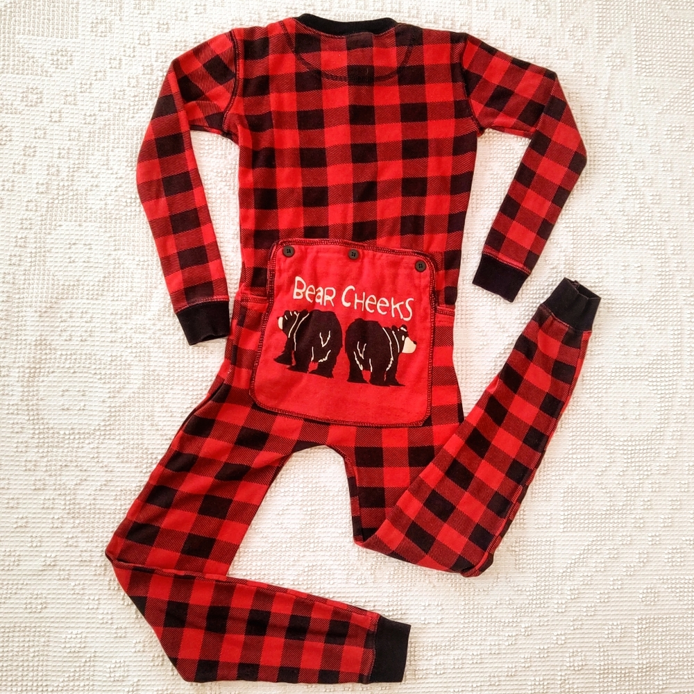 Bear Cheeks Buffalo Check Plaid Union Suit Pajamas